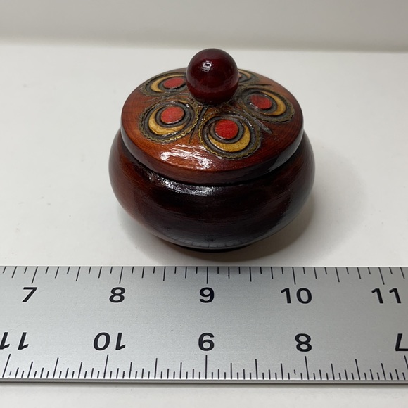 Trinket box Antique handmade Turned and carved Wood storage memory box ash urn - Picture 6 of 7